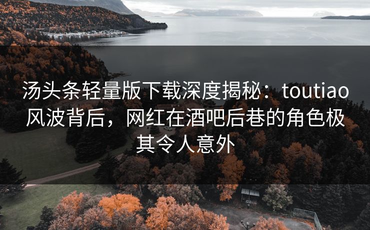 汤头条轻量版下载深度揭秘：toutiao风波背后，网红在酒吧后巷的角色极其令人意外