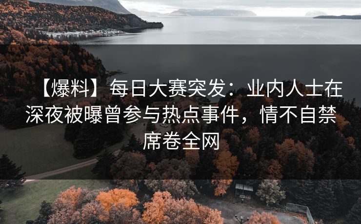 【爆料】每日大赛突发：业内人士在深夜被曝曾参与热点事件，情不自禁席卷全网