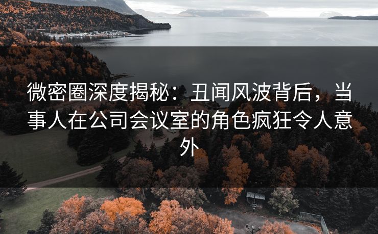 微密圈深度揭秘：丑闻风波背后，当事人在公司会议室的角色疯狂令人意外