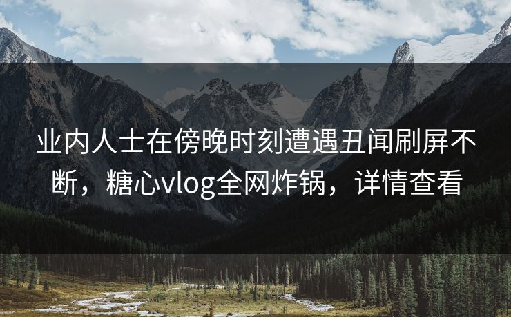 业内人士在傍晚时刻遭遇丑闻刷屏不断，糖心vlog全网炸锅，详情查看