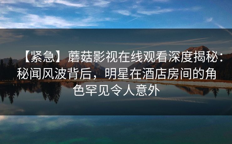 【紧急】蘑菇影视在线观看深度揭秘：秘闻风波背后，明星在酒店房间的角色罕见令人意外